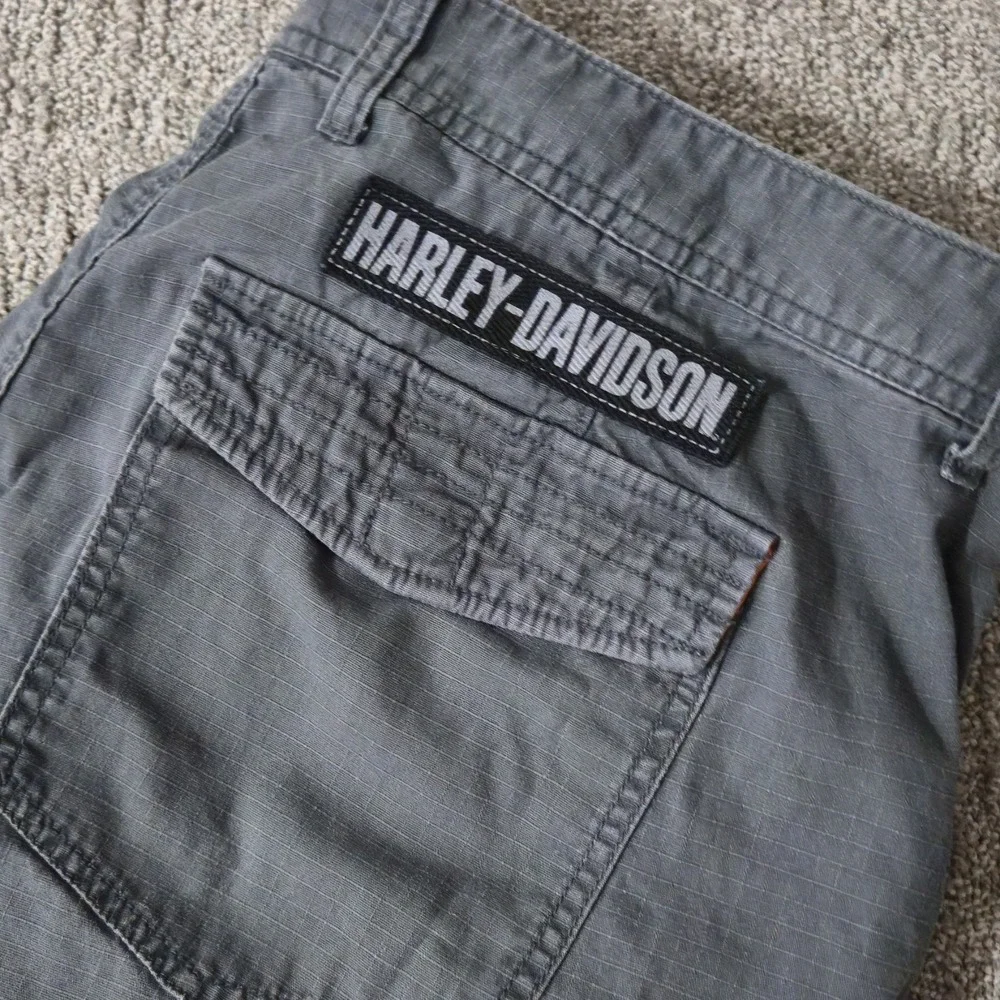 Harley Davidson Mens Gray Ripstop Cargo Tactical Pants 38x30 Biker Logo - Picture 2 of 10